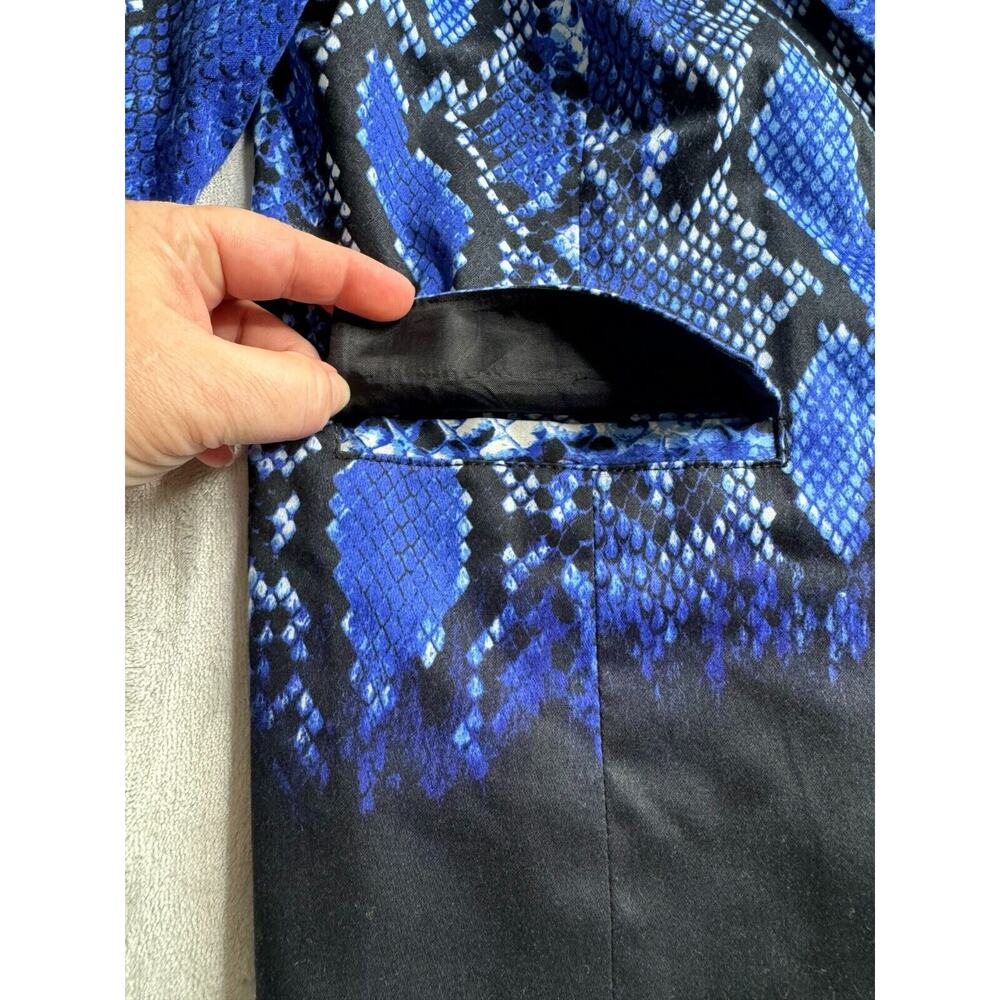 MICHAEL Michael Kors Blazer Womens 6 Black Blue Reptile Animal Print 3/4 Sleeve - Picture 4 of 10